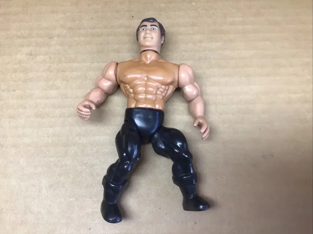 Vintage 1985 Remco AWA Wrestling Action Figure Black Trunks Boots Loose Toy 80s